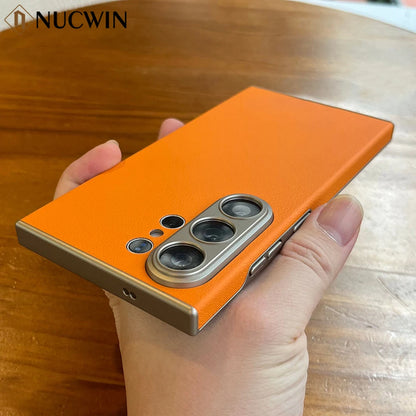 For Samsung S26 Ultra Leather Curved Ultra Thin Case For Samsung S25 Ultra Full Lens Coverage Matte Business Shockproof Cover