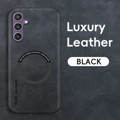 Luxury Leather For Magsafe Magnetic Wireless Charging Phone Case For Samsung Galaxy S26 S25 S24 S23 S22 Ultra Plus Back Cover
