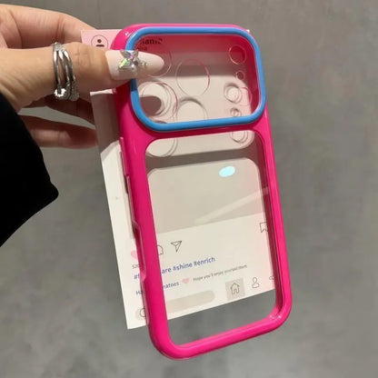 Luxury Candy Color Contrast Transparent Case for iPhone 17 16 15 18 Pro Max 14 11 12 13 Clear Ultra Slim Shockproof Ins Cover