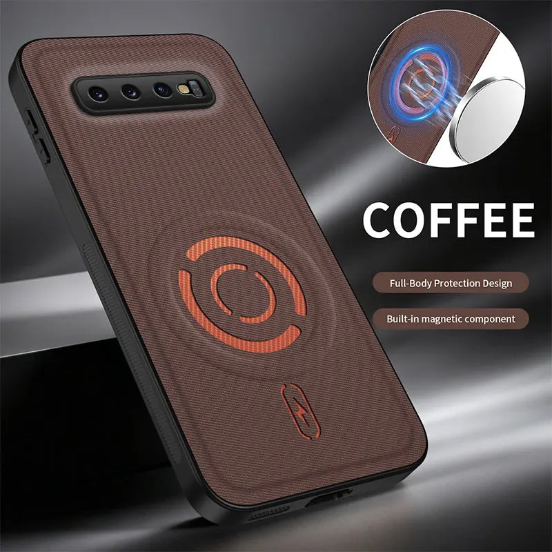 ShockProof Fabric Magnetic Case For Samsung Galaxy S10 Plus S10E S10Plus 4G 5G Wireless Charging Back Cover Coque