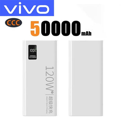 VIVO 500000mAh Power Bank 120W Super Fast Charging Powerbank LED Digital Display Portable External Battery For Iphone Samsung