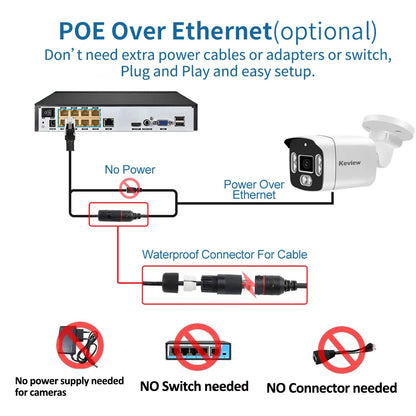 4K Poe Camera Video Surveillance IP Onvif Audio 48V POE 4MP 8MP Night Vision Bullet WaterProof security camera for NVR