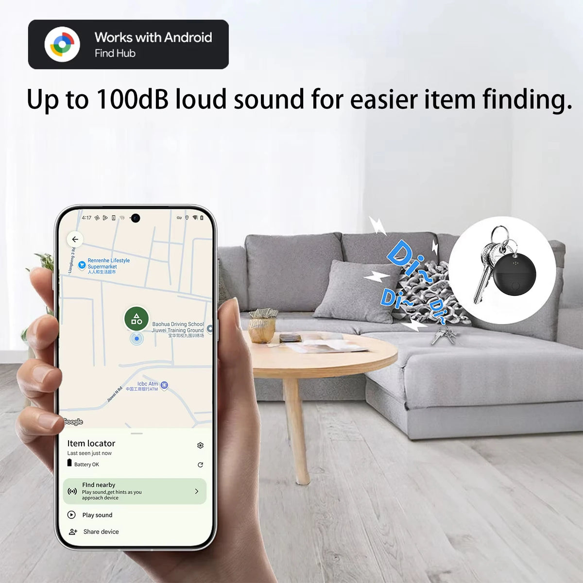 Google Find My GPS Tracker Android Airtag Portable GPS Tracker Bluetooth Locator for Bicycle Keys Never Lose Things