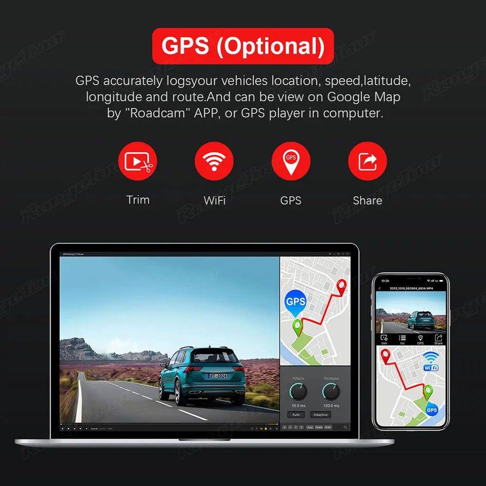 4K 2160P WIFI GPS Logger Dual Lens Car DVR Novatek 96663 Chip Super Night Vision Image Sensor Dual Camera Dash Cam Recorder D30H