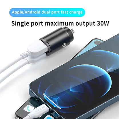 200W mini car charger fast charging for iPhone QC3.0 mini PD USB Type C car mobile phone charger for Xiaomi Samsung Huawei