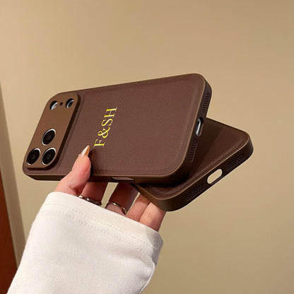 Personalized Customized Name Color Faux Leather Case For iPhone18 17 16 15 14 13 Pro Max Plus 17Air Hot Gold Foil Engraved Cover