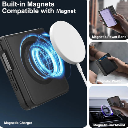 UYUXIO Translucent Magnetic Mobile Phone Case for Samsung Galaxy Z Flip 7 8 Wireless Charging Cases Rugged Cover with Magnet