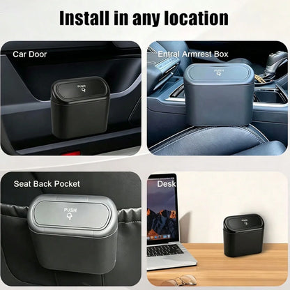 Car Trash Can, Mini Leakproof Trash Can for Car Desk, Thickened Garbage Bags Included, Portable Small Waste Bin for Vehicle