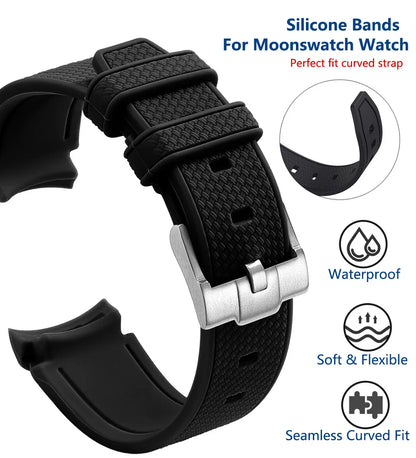 Silicone Strap for MoonSwatch Watch 20mm Rubber Replacement Band for Omega X Swatch Speedmaster Watch Bands