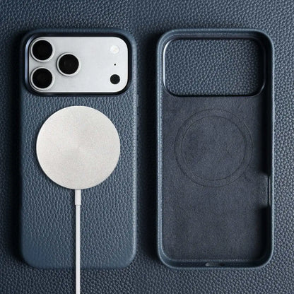 For iphone 17 Pro Max Case 16 15 14promax 13pro Premium Genuine Leather Cover for Magsafe Magnetic Funda Cases Coverage Carcasa