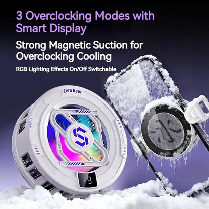 K52 AI Mobile Cooler Magnetic Back-clip Ice Cooling Radiator Digital Display RGB Light Gaming Cooler Temperature Control