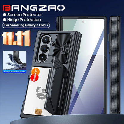Global Carnival Festival,for Galaxy Z Fold 7 Case,RFID Wallet with Cards Holder,Camera Cover,Shockproof Protective Case-Black