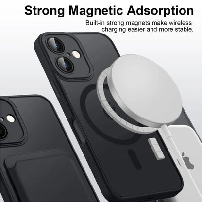 Luxury Magnetic Matte Translucent Shockproof Case For iPhone 11 12 13 14 15 16 Plus 17 Pro Max For Magsafe Wireless Charge Cover