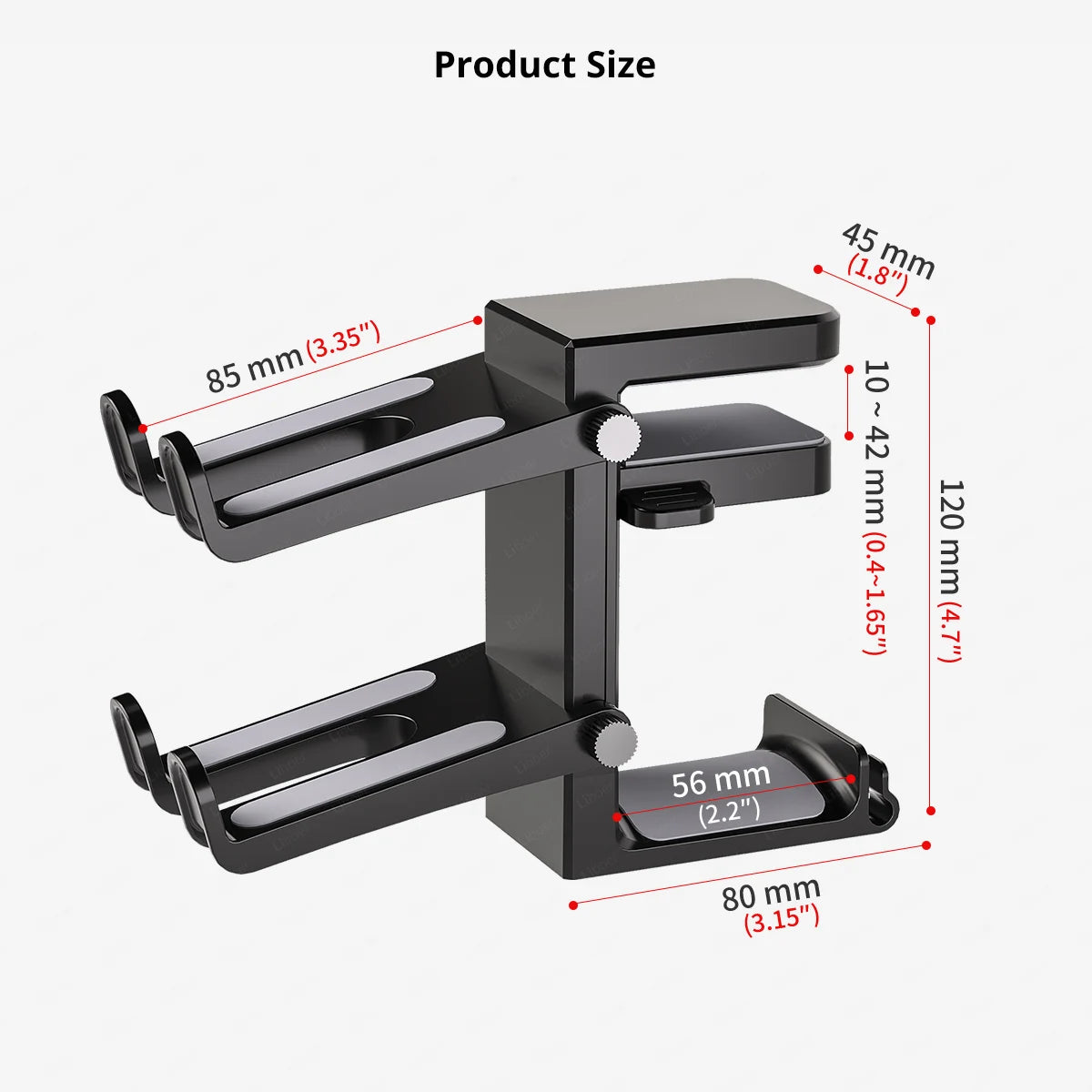 2-in-1 Controller Headphone Stand for Desk 2 Gamepad Hangers 360° Rotating Headset Holder Adjustable Clamp-on Under Desk Hook