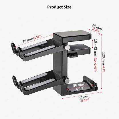 2-in-1 Controller Headphone Stand for Desk 2 Gamepad Hangers 360° Rotating Headset Holder Adjustable Clamp-on Under Desk Hook