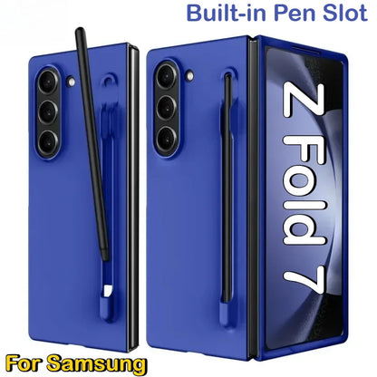 Luxury Skin Feeling PC Hard Case for Samsung Galaxy Z Fold 8 Ultra 7 6 5 4 3 with S Pen Slot and Pen Ultra-thin Shockproof Cover