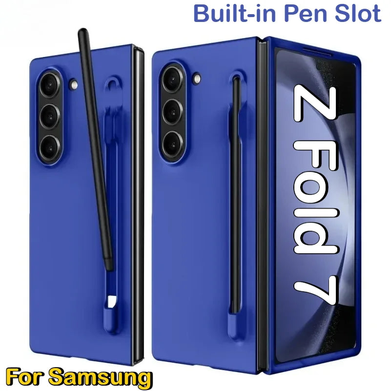 Luxury Skin Feeling PC Hard Case for Samsung Galaxy Z Fold 8 Ultra 7 6 5 4 3 with S Pen Slot and Pen Ultra-thin Shockproof Cover