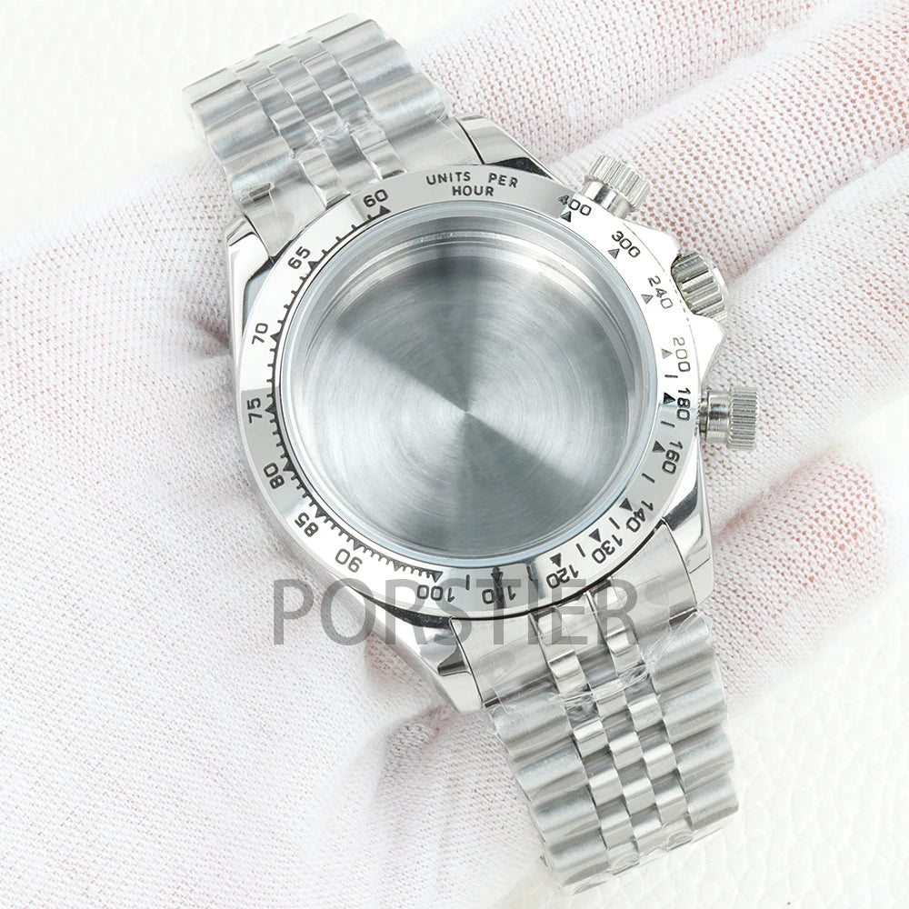40mm VK63 Watch Case 100m Waterproof for Daytona VK63 VK64 Movement 316L Stainless Steel Presidential/Jubilee/Oyster Bracelet