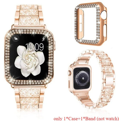 Chains Strap Case+Strap Metal Band Women Bracelet For Apple Watch 49mm 46mm 44mm 42mm 40 38mm for iWatch 10 9 8 7 6 5 SE 4 3 2 1