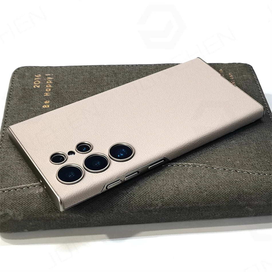 For Samsung Galaxy S25 S24 S23 Ultra 24ultra Leather Curved Case Luxury Business Ultra Thin All Inclusive Shockproof Pc Cover