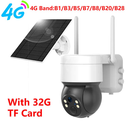 Tuya SmartLife WiFi/4G Sim Card 3MP WiFi Battery Solar Motion Tracking Human Detect Color Night Vision Outdoor PTZ CCTV Camera