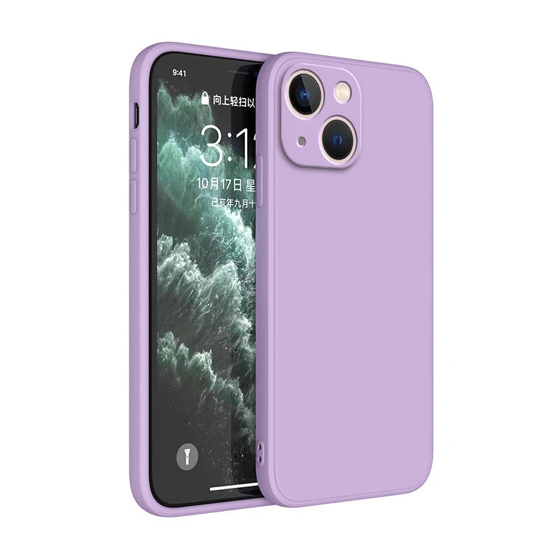 Original Square Liquid Silicone Phone Case for iPhone 14 13 7 8 Plus X XR XS 11 12 Pro Max SE 2 3 Luxury Camera Protective Cover