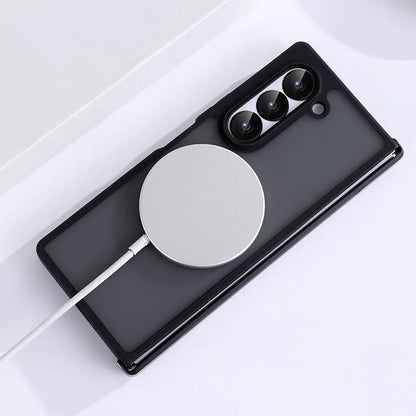 For Samsung Galaxy Z Fold 4 5 6 7 8 Ultra For Magsafe Case Transparent Hinge Folding Shockproof Magnetic Wireless Charging Cover