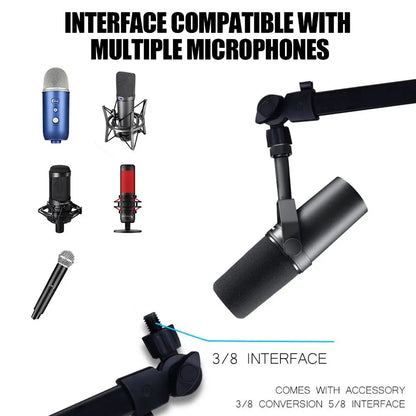 Professional Grade 360° Rotation Microphone Boom Arm Universal Adjustable Arm Desktop Stand Sturdy Mic Desk Mount Live Streaming