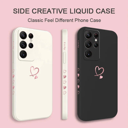 Texture Heart Phone Case For Samsung Galaxy S25 FE S24 S23 S22 S21 S20 S10 Ultra Plus FE Note 20 Ultra 10 9 Plus Cover