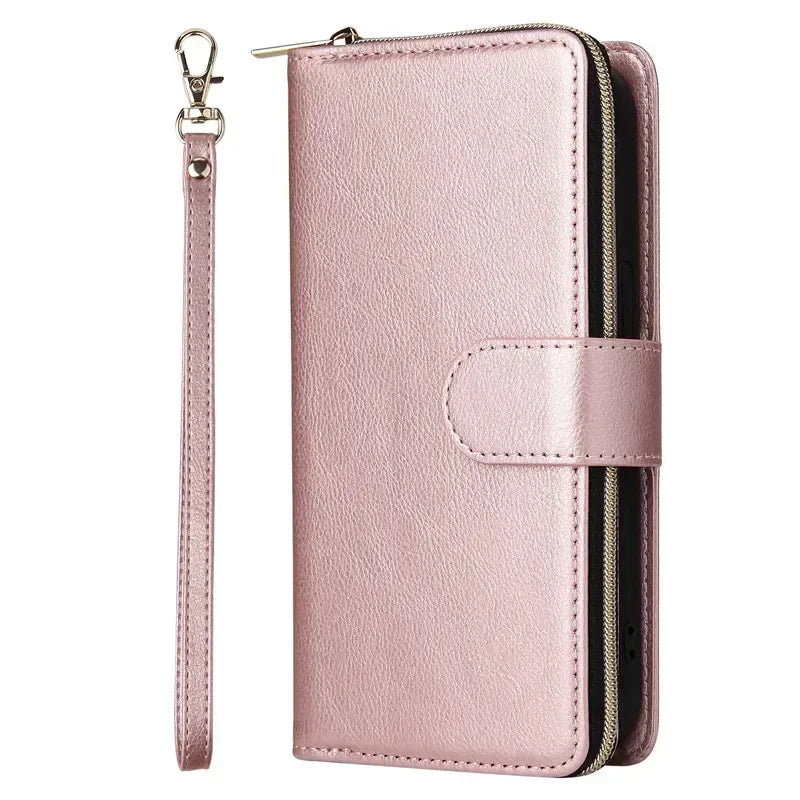 For Samsung S25 S24 S23 S22 S21 S20 FE 5G Zipper Wallet Leather Case For Samsung Galaxy S26 Ultra Note 20 10 Lite S9 Plus Etui