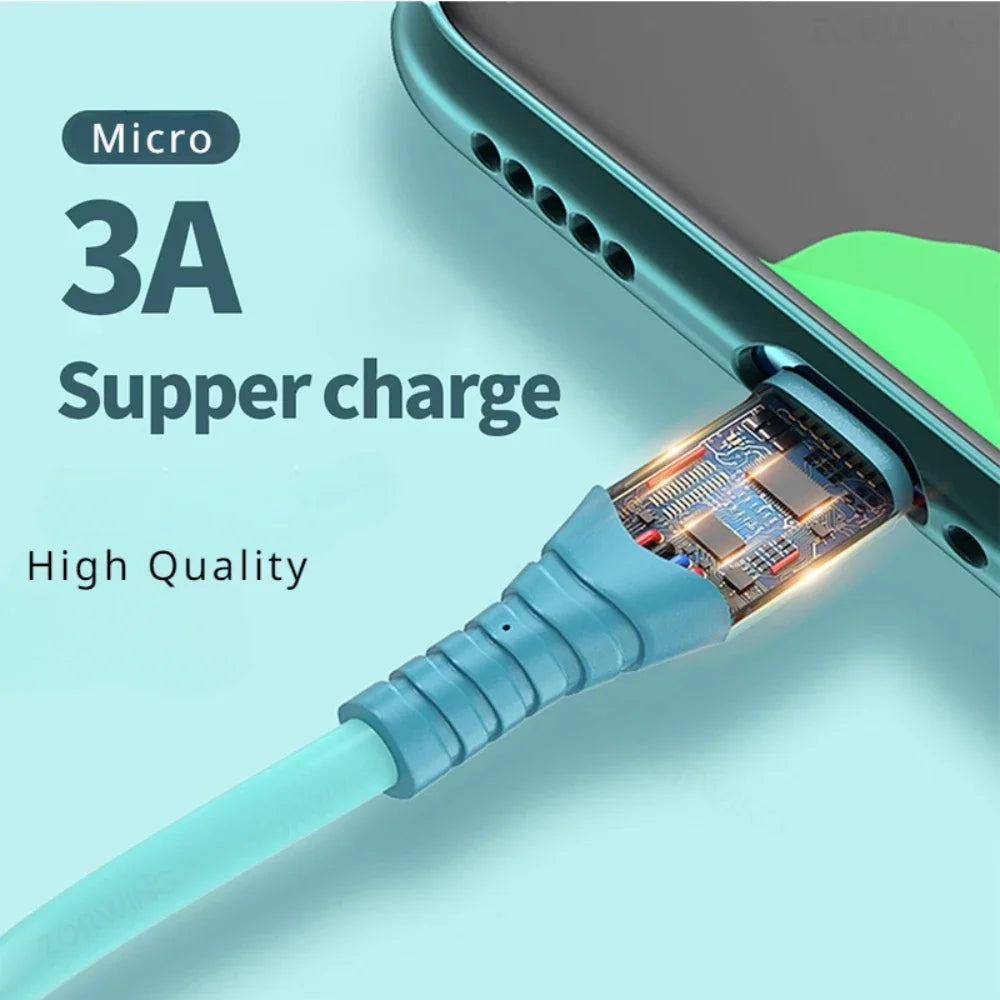 LED 3A Fast Charging USB Micro Cable Data Cable for Samsung Xiaomi Huawei HTC OPPO VIVO V8 Mobile Phone Charger USB Cable