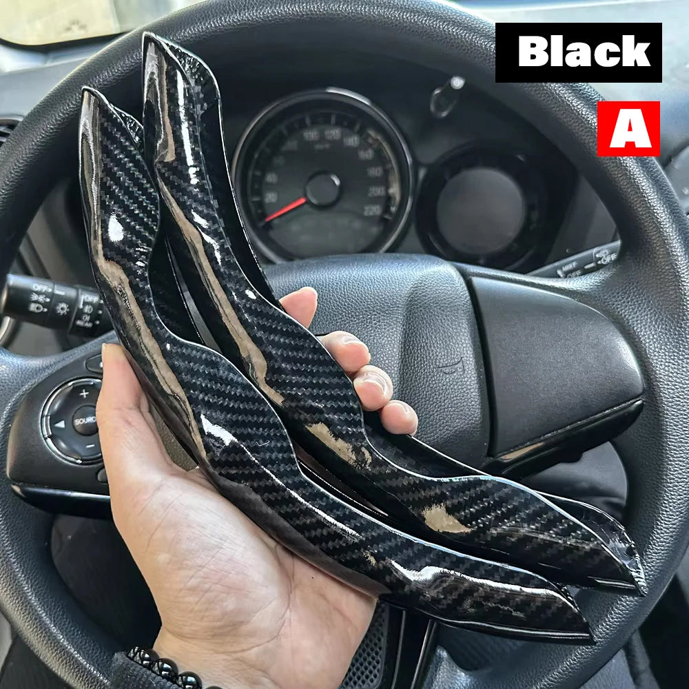 2PCS Universal Round Car Steering Wheel Cover Winter Fur Warm Carbon Fiber Leather Anti-slip Protective Case Luxury Accessories