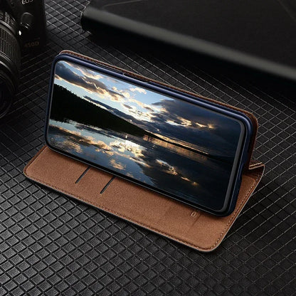 Flip Case For SAMSUNG Galaxy S26 S25 S24 S23 Ultra Plus FE 5G Genuine Leather Magnetic Cover Cowhide Grid Pattern Wallet Cases