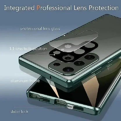 Double Sided Magnetic Glass Case For Samsung Galaxy S26 S25 S23 S24 FE S22 S21 Ultra Plus Camera Protection Full Cover Snap Lock