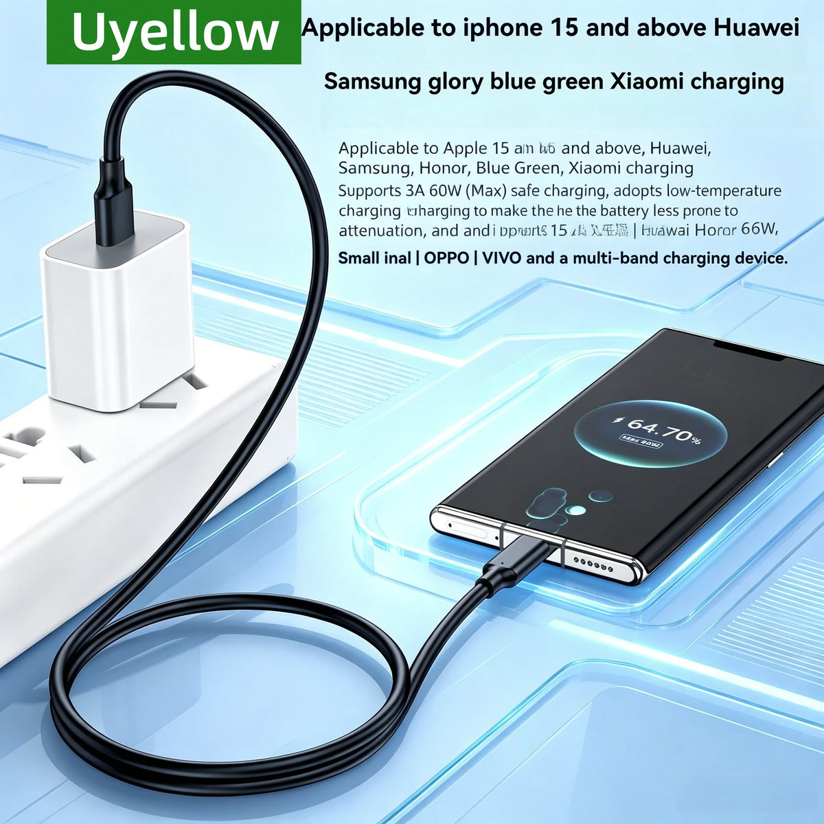 Uyellow USB C Cable 10Gbps USB3.2 A to USB C for iPhone 17 16 15 iPad Samsung S25 S24 for Switch M2 SSD NVME USB3.2 Data 60W 3A