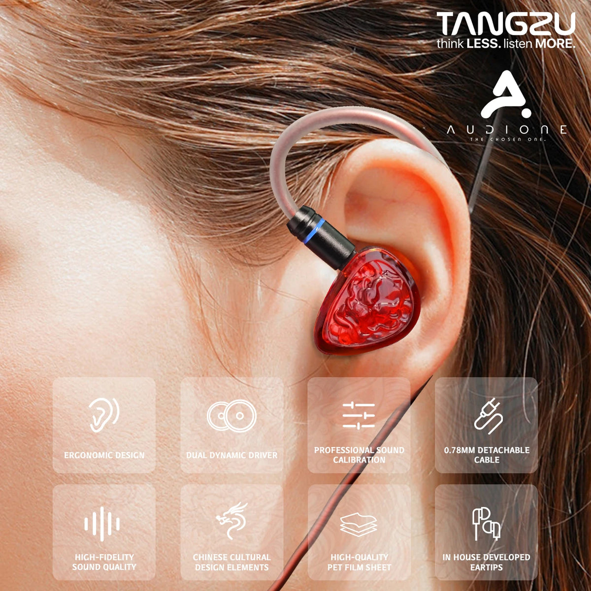 TANGZU WANER 2 Red Lion Bass Edition Dynamic Driver In-ear Earphones High-Quality Sound Comfortable Wearing Wired Earbuds