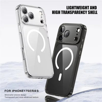 Luxury Clear Shockproof For Magsafe Magnetic Case For iPhone 17 Air 17Pro 17 ProMax Wireless Charging Shockproof Hard Back Cover