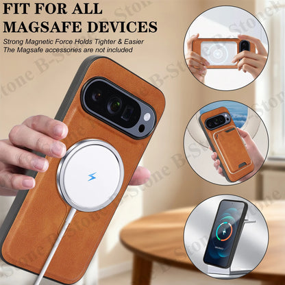 Wallet Leather Case For Google Pixel 8 8Pro 8A 9 9Pro 9A 10 10Pro 10A Pro XL ProXL Cards Bag Wireless Charging Phone Cover