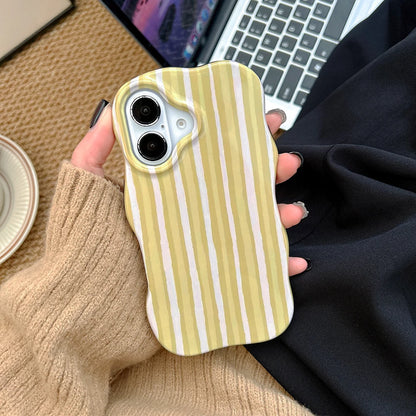 Fashion 2 in 1 Artistic Stripes Phone Case for iPhone 13 14 15 16 17 Pro Max Wave Edges Comfortable Touch Hard Slim Back Cover