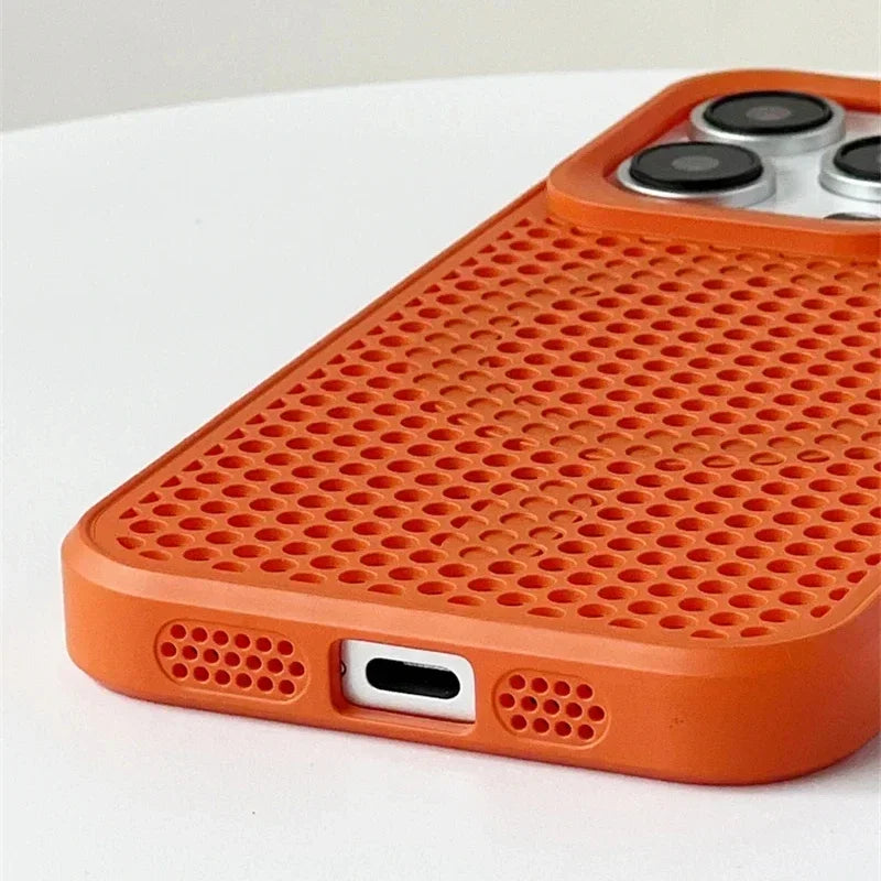 Cooling Heat Dissipation For Magsafe Case For iPhone 18 17 16 14 15 13 12 11 Pro Max Funda Mesh Breathable Grid Matte Hard Cover