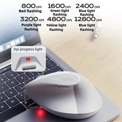 Inphic X9 PRO Vertical Wireless Mouse Type-C Fast Charging Ergonomic Silent Office Mouse For Laptop PC Computer Gaming Mouse