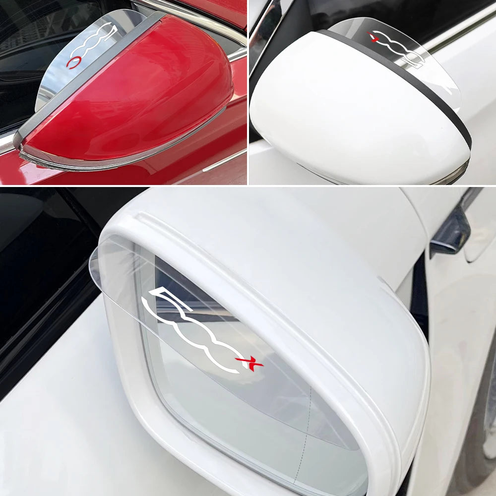 2PCS Car Rearview Mirror Rain Rainproof Eyebrow Shield Cover Sticker For Fiat 500 500C 2012 500X 500L Abarth 695 Car Accessories