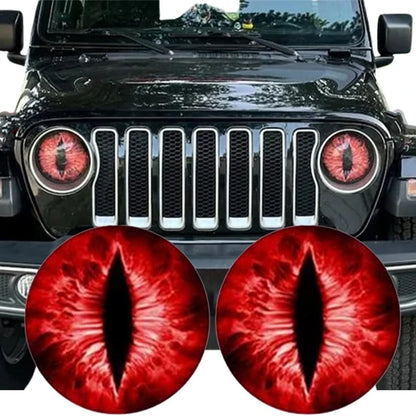 2PCS Beast Eyes Headlight Decals For Wrangler Animal Eye Jeep Car Light Stickers Car Body Styling Decoration Accessories 20*20CM
