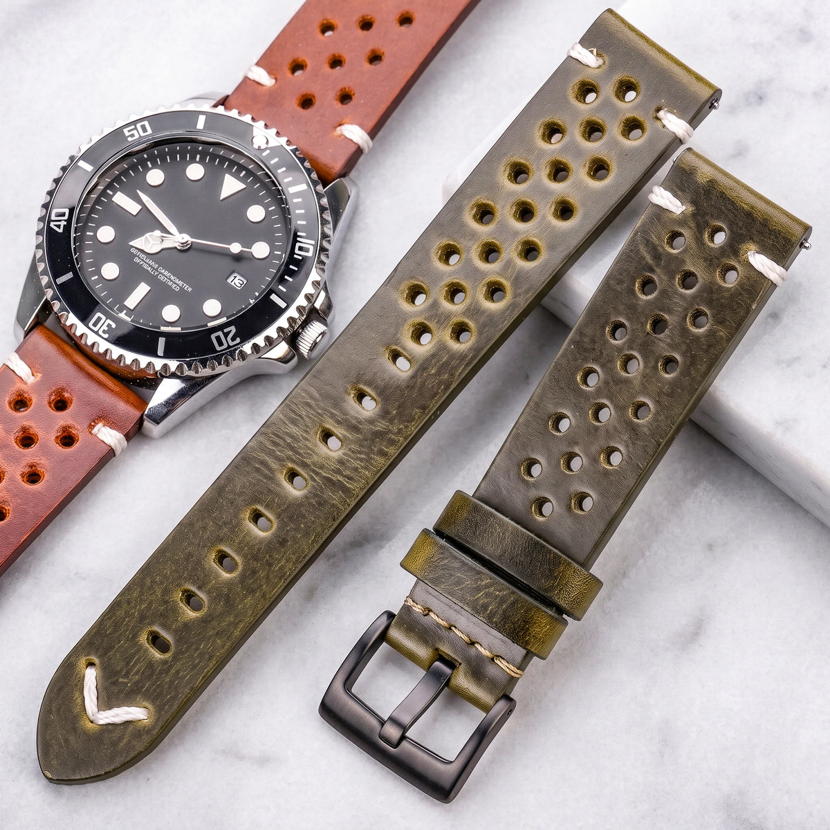 Genuine Leather Watchband Handmade Oil Wax Cowhide Breathable Strap For Samsung Galaxy Watch 4 3 Vintage Band Accessories Belt