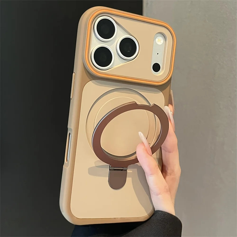 Luxury Dual Tone Metal Ring Holder for Magsafe Case for IPhone 17 Air 16 15 14 Plus 13 12 Pro Max Magnetic Wireless Charge Cover
