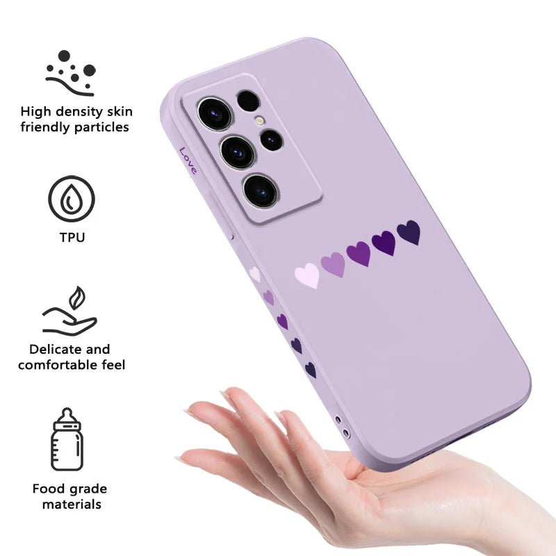 Gradient Heart Phone Case For Samsung Galaxy S25 S24 S23 S22 S21 S20 S10 S10E Ultra Plus FE Note 20 Ultra Plus Cover