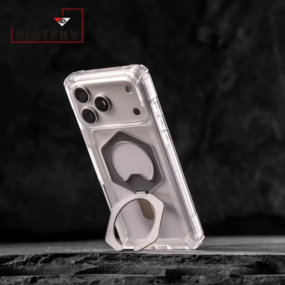 Transparent Military Shockproof Armor Phone Case For Iphone 17 Air 16 15 14 Plus 13 12 Pro Max Magnetic Holder Protective Cover
