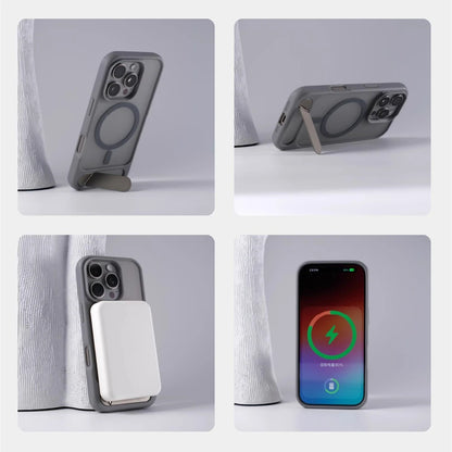 Invisible Metal Stand Magnetic Bumper Case For iPhone 17 16 Pro Max 15 14 Plus 13 For MagSafe Wireless Charge Shockproof Cover