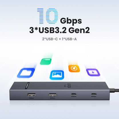 UGREEN USB C HUB 10-in-1 4K60Hz HDMI USB3.2 10Gbps PD100W RJ45 USB Splitter Dock for Laptop MacBook iPad Phone Docking Station