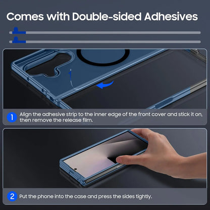 Fashion Magnetic Case For Samsung Galaxy Z Fold 8Ultra 8 7 6 5 4 For MagSafe Slim Translucent Matte Hard Back Soft Bumper Cover